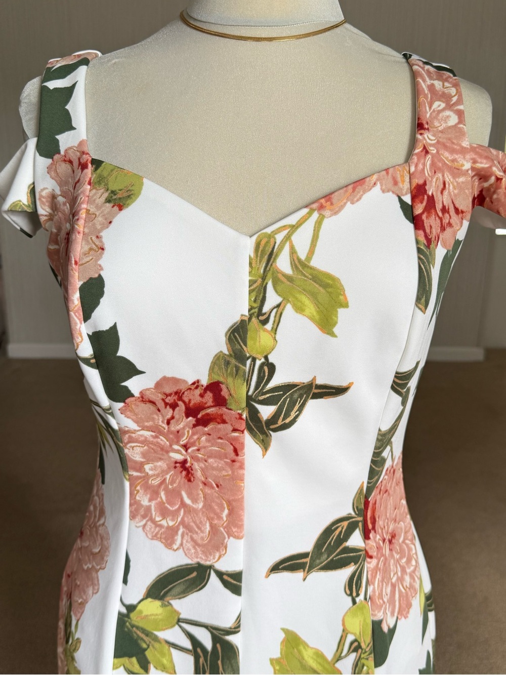 Enfocus Studio White Open Shoulder Floral Midi Dress